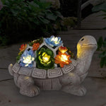 Load image into Gallery viewer, Nacome Garden Outdoor Statues Turtle with Succulent and 7 LED Lights - Lawn Decor Tortoise Statue for Patio, Balcony, Yard Ornament - Unique Housewarming Gifts