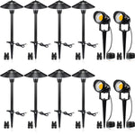 Load image into Gallery viewer, SUNVIE LED Low Voltage Landscape Lighting 12V Landscape Lighting Kit with Connectors, Low Voltage Pathway Lights with Spotlights Aluminum Pathway Lights Wired Waterproof for Patio Yard Garden, 12 Pack
