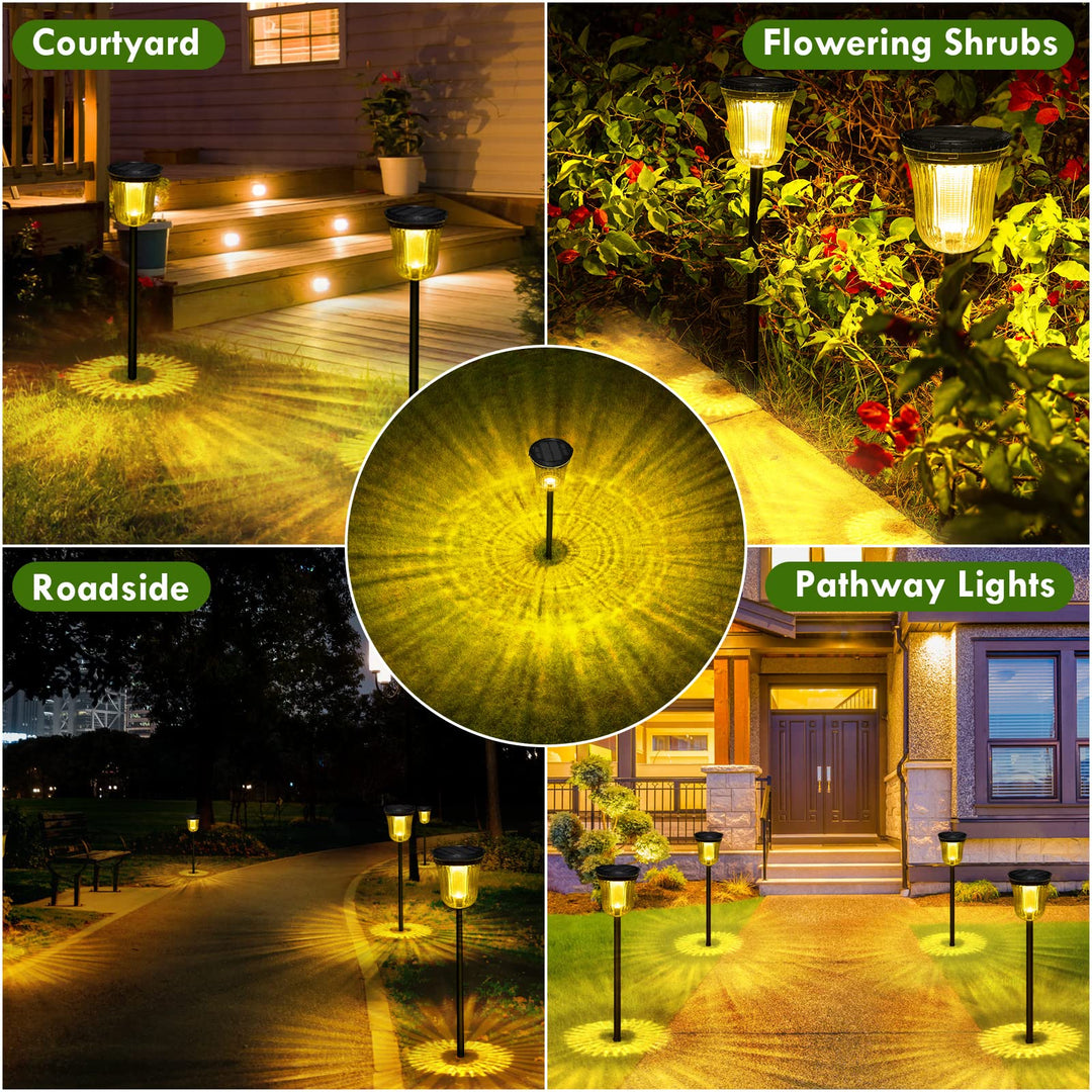 WTGEGF Solar Pathway Lights Outdoor Waterproof, 4 Pack 200 Lumens Super Bright Solar Garden Lights with 2 Lighting Modes, Auto On/Off Outdoor Solar Lights for Yard, Walkway, Lawn, Driveway, Path