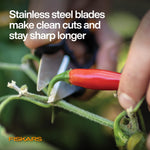 Load image into Gallery viewer, Fiskars Herb Garden Scissors, 5&quot; Garden Shears, Handheld Herb Snips with Sheath and SoftGrip Handle, Dishwasher Safe
